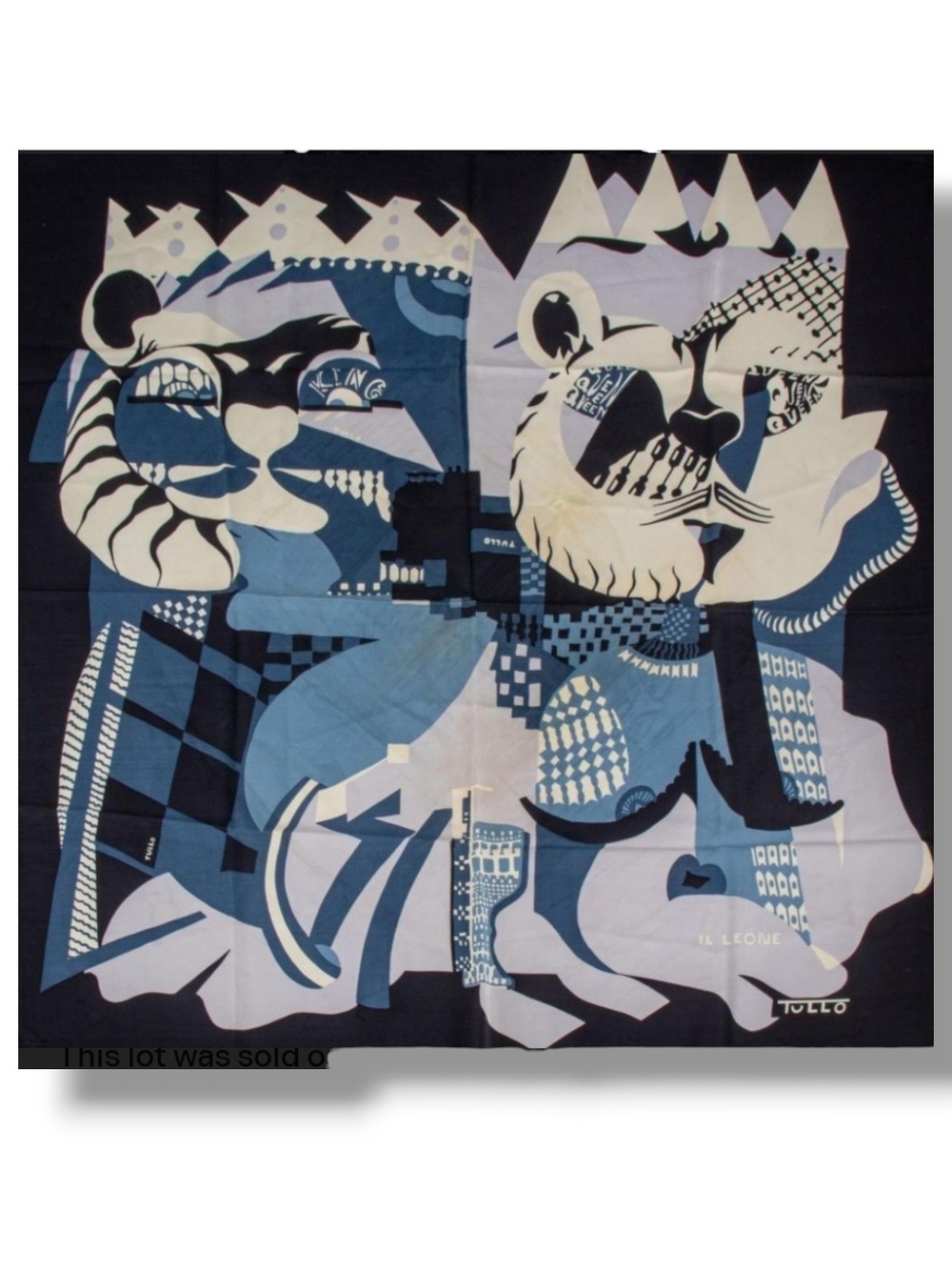 Vintage Norma Tullo Square Silk Scarf King Queen Il Leone 34x34 Signed